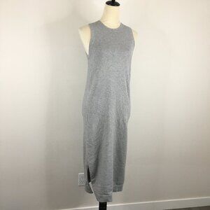 JH JULIETTE HOGAN Sleeveless Light Gray Cashmere Blend Knit Slit Hem Dress